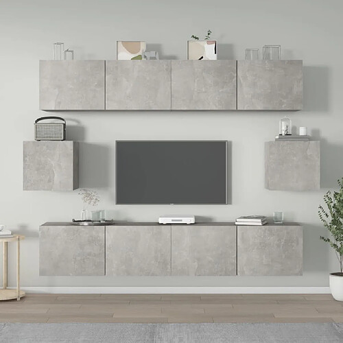 vidaXL Ensemble de meubles TV 6 pcs Gris béton Bois d'ingénierie