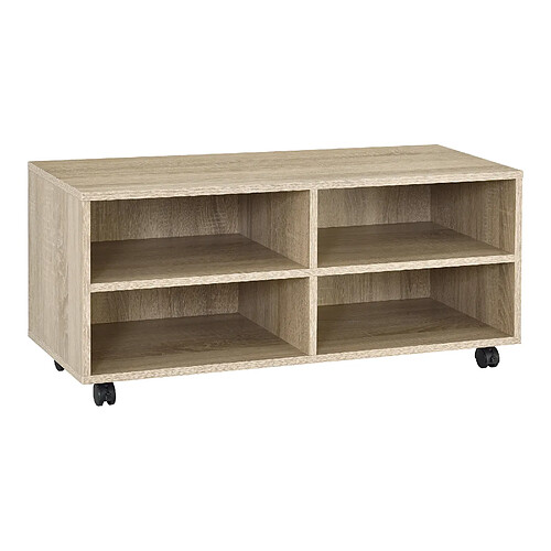 Meuble de rangement à roulettes Gränne 90 x 35 x 41 cm chêne Sonoma [en.casa]