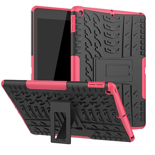 Wewoo Housse Étui Coque Pour iPad 10,2 pouces Texture des pneus TPU + PC Antichoc avec support rose