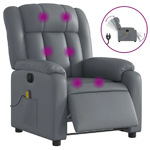 Maison Chic Fauteuil Relax pour salon, Fauteuil de massage inclinable électrique gris similicuir -GKD56849