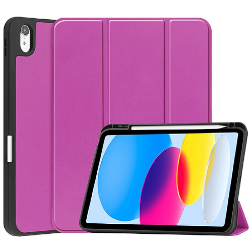 Etui en PU fonction d'éveil/veille automatique avec support et porte-stylo pour votre iPad 10.9 (2022) - violet