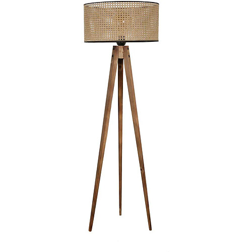 Hanah Home Lampadaire en bois et tissu Tripod.