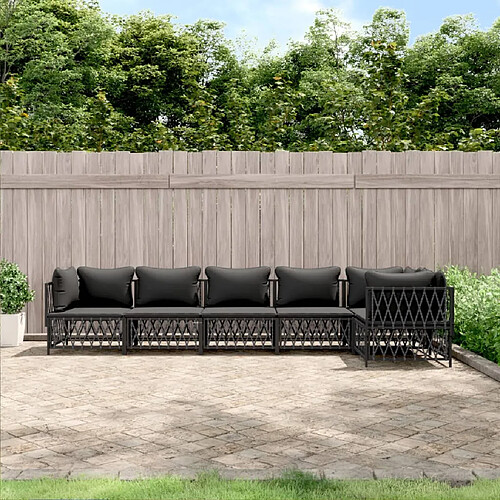 vidaXL Salon de jardin avec coussins 6 pcs anthracite acier