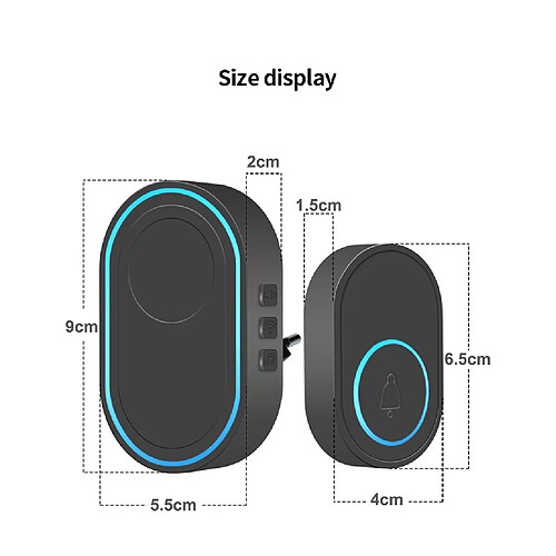 Universal Sonnette de bienvenue à domicile bouton de sonnette sans fil 433MHz ou 38 sons Tuya sonnette de porte WiFi intelligente système d'alarme antivol à domicile | sonnette (noir)