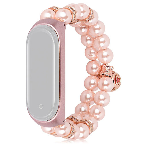 Bracelet en métal motif de fausses perles avec décor de boules, rose pour votre Xiaomi Mi Band 5/6