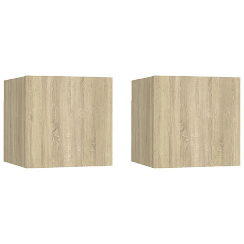 vidaXL Tables de chevet 2pcs Chêne sonoma 30,5x30x30cm Bois ingénierie