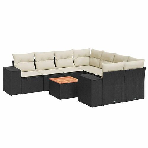 Maison Chic Salon de jardin 9 pcs avec coussins | Ensemble de Table et chaises | Mobilier d'Extérieur noir résine tressée -GKD31047