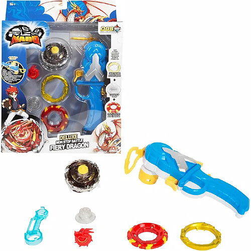 AUDLEY INFINITY NADO ? TOUPIE AVEC LANCEUR MAGNÉTIQUE REVERSIBLE FIERY DRAGON - Nouvelle Toupie Nado Non-Stop Battle Deluxe avec Lan...