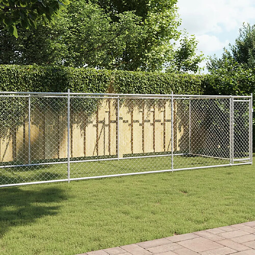 vidaXL Cage pour chien avec porte gris 8x2x1,5 m acier galvanisé