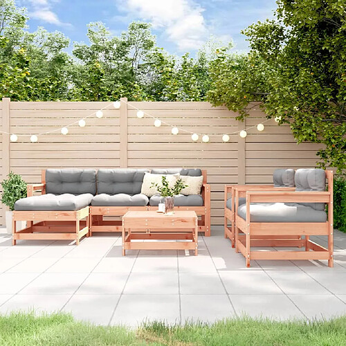 vidaXL Salon de jardin 7 pcs avec coussins bois massif douglas