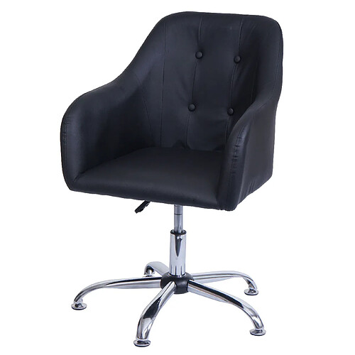 Decoshop26 Chaise de salle à manger fauteuil de bureau avec accoudoir siège rotatif réglable en hauteur métal et PVC noir 04_0006344