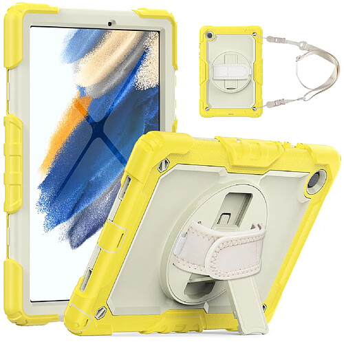 Coque en silicone avec béquille pivotante et bandoulière jaune pour votre Samsung Galaxy Tab A8 10.5 (2021) Wi-Fi SM-X200/LTE SM-X205