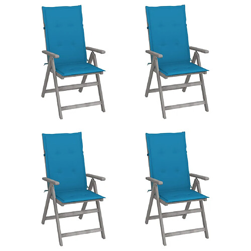 vidaXL Chaises inclinables de jardin lot de 4 et coussins Bois acacia