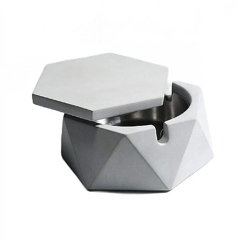 Universal Ceramic Ashtray With Lid Windproof Hand Stamped Pattern Ashtrays For Home Or Outdoor (light Grey)