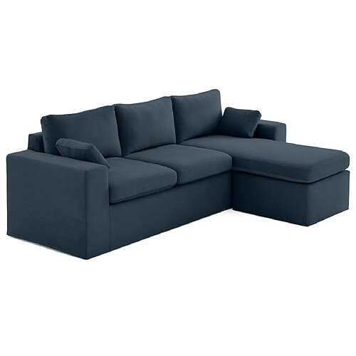 Lisa Design Calgary - canapé d'angle déhoussable et modulable 3 places + 1 pouf en velours