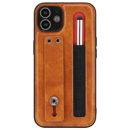 Coque en TPU + PU avec béquille en bandoulière et fente pour stylo marron pour votre iPhone 11 6.1 pouces