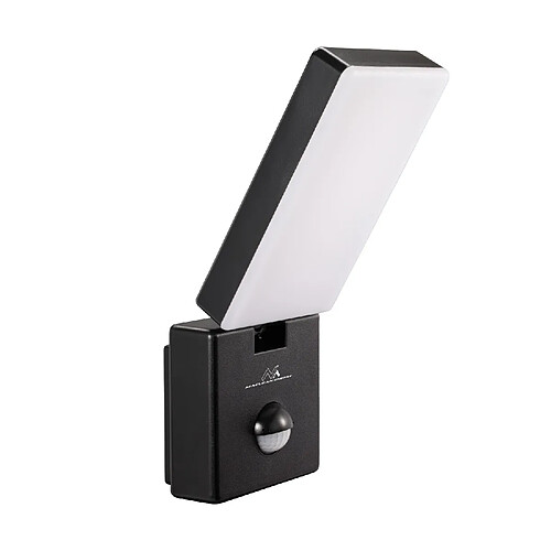 Lampe applique LED Maclean MCE516 B avec détecteur de mouvement PIR noir 10W IP65 800lm 4000K