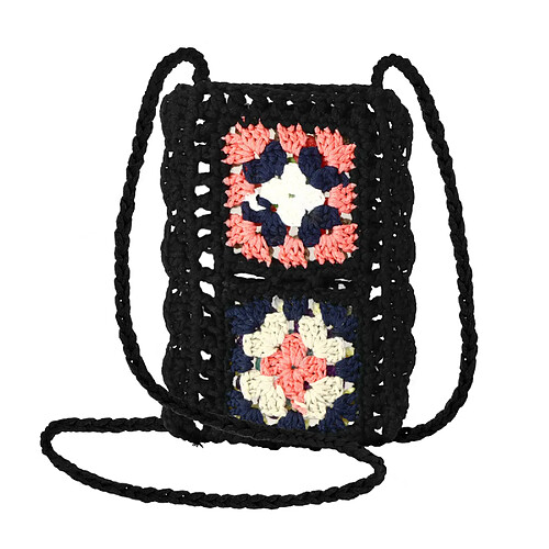 Avizar Sac Bandoulière pour Téléphone Tissé Creux Motifs Colorés Série WavePocket Noir