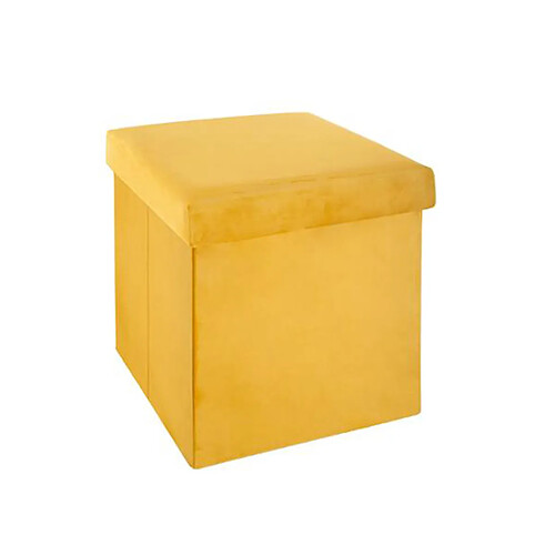 Atmosphera, Createur D'Interieur Pouf pliant effet velours Tess - Jaune moutarde - Atmosphera