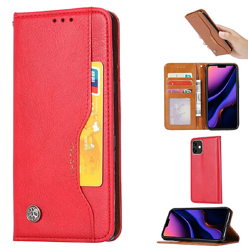 Wewoo Coque Étui en cuir à rabat pour peau iPhone 11 cadre photo et support logements cartes et portefeuille rouge