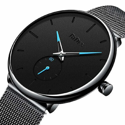 Justgreenbox Montre pour hommes en acier à mailles de style décontracté ultra mince - 1377222