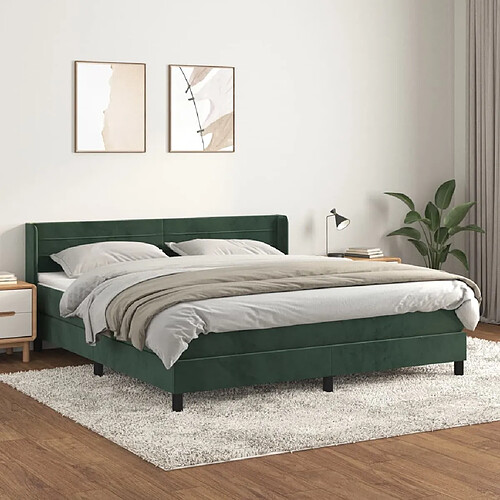 vidaXL Sommier à lattes de lit et matelas Vert foncé 180x200cm Velours