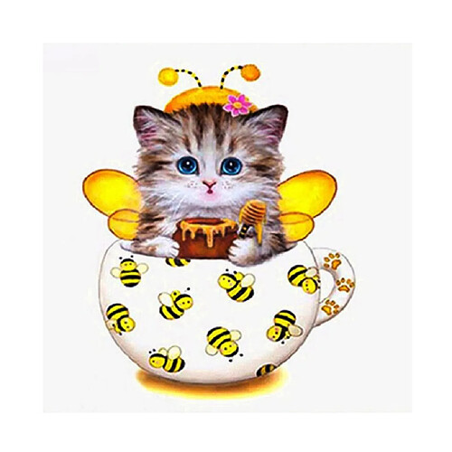 dessin animé chat diy 5d diamant broderie peinture point de croix kit décor jaune