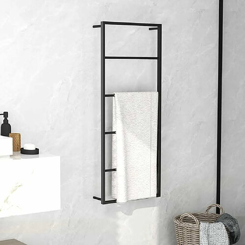 Maison Chic Porte-serviette mural,Étagère pour serviettes,Barre porte-serviett pour salle de bain Noir 45x10x115 cm Acier -GKD49579