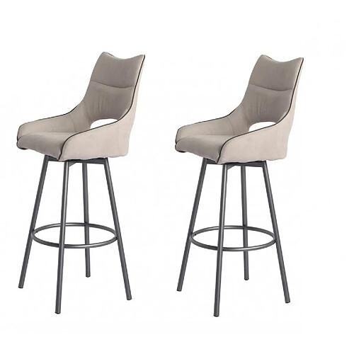 Meubletmoi Lot de 2 chaises hautes de bar tissu beige et taupe - ROY