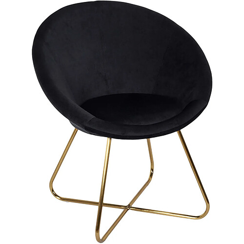 The Home Deco Factory Fauteuil en métal et velours Karl noir.