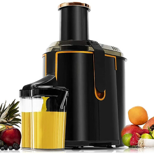 Cecotec Centrifugeuse électrique avec réservoir de 2L pour Fruits et Légumes orange noir