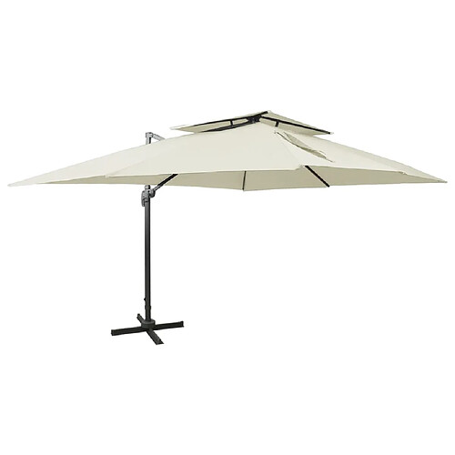 vidaXL Parasol de jardin en porte-à-faux avec double toit sable