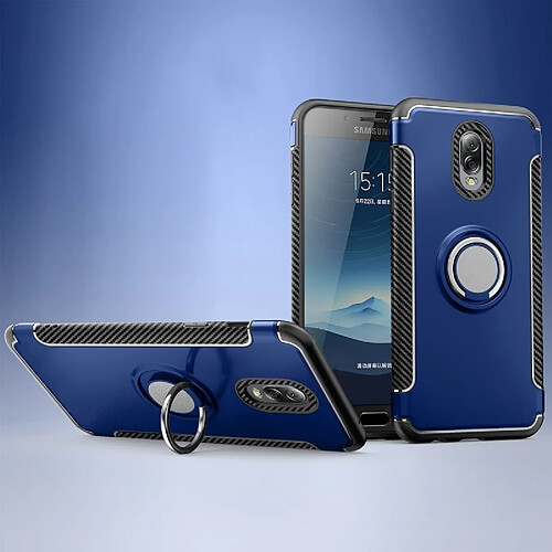 Wewoo Coque Étui de protection magnétique à 360 degrés avec anneau de rotation pour Galaxy C8 / J7 Plus bleu