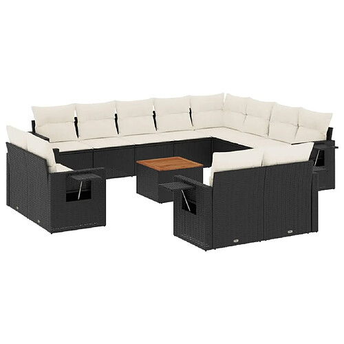 Maison Chic Salon de jardin avec coussins 13 pcs, Ensemble Tables et chaises de jardin, noir résine tressée -GKD429484