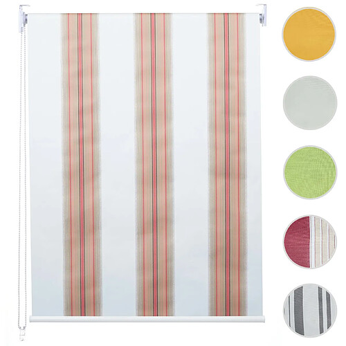 Mendler Store à enrouleur pour fenêtres, HWC-D52, avec chaîne, avec perçage, opaque, 80 x 230 ~ blanc/rouge/beige