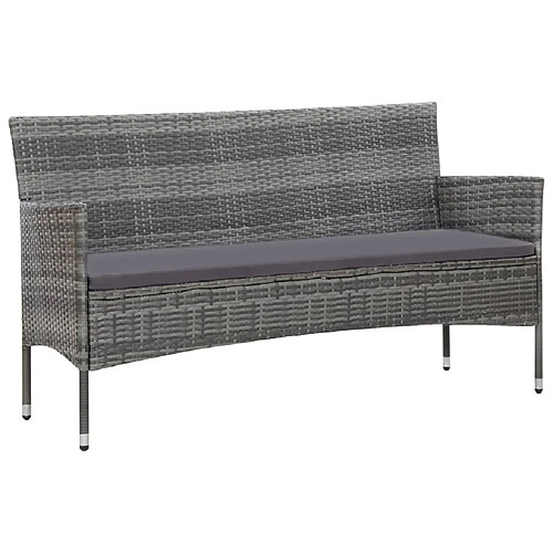 Maison Chic Salon de jardin 4 pcs + coussins - Mobilier/Meubles de jardin - Table et chaises d'extérieur Résine tressée Gris -MN61467