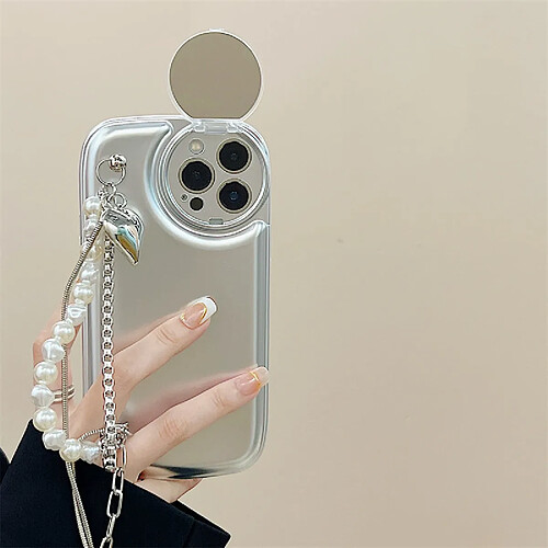 GUPBOO Étui pour iPhone12Pro Mirror Pearl Love Chaîne de cas de téléphone portable simple anti-chute