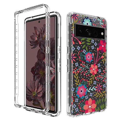 Coque en TPU anti-chute, antichoc pour votre Google Pixel 7 Pro 5G - fleur et feuille