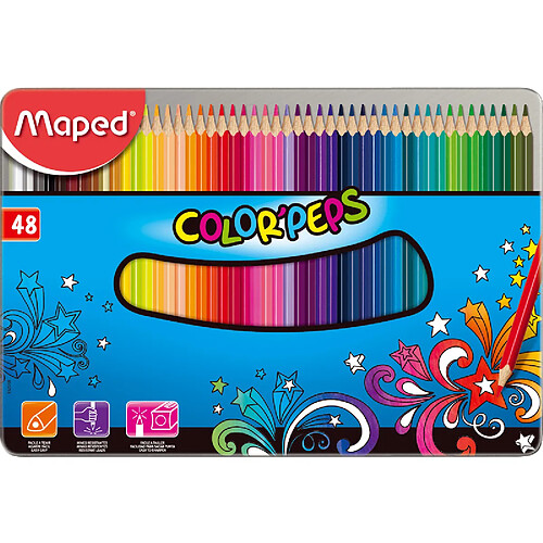 Maped Crayon de couleur triangulaire COLOR'PEPS, étui métal ()