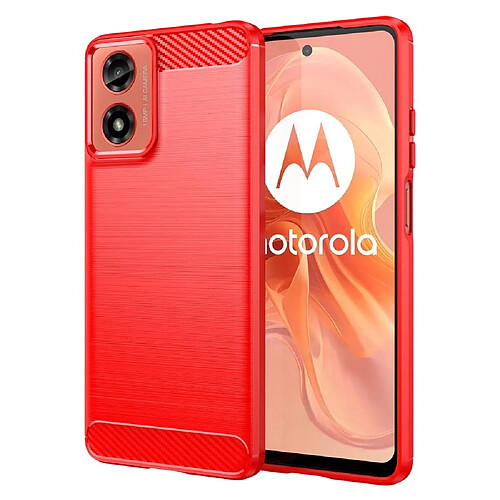 Htdmobiles Coque pour Motorola Moto G04 / G04s / G24 / G24 Power / E14 - housse etui silicone gel carbone + film ecran - ROUGE