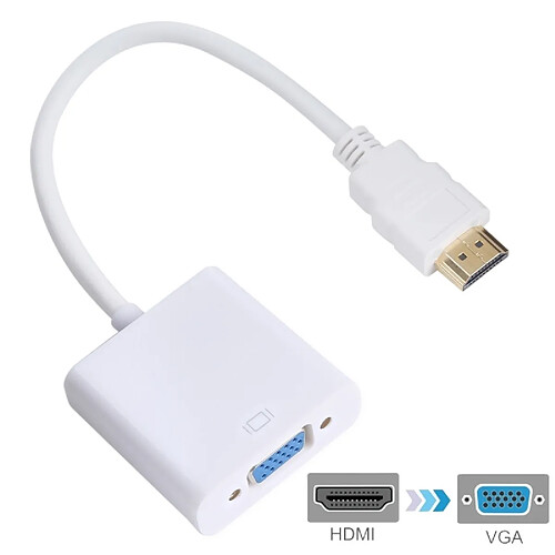 Wewoo Cable HDMI Adaptateur de câble HDMI 20 broches HDMI vers VGA femelle 20 cm (blanc)