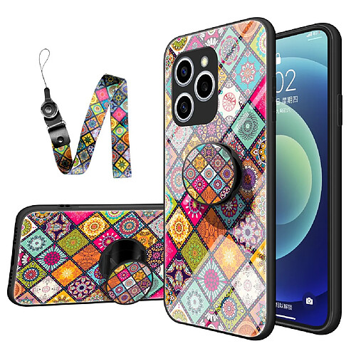 Coque en TPU antichoc, motif fleuri avec béquille Motif de couleur pour votre Honor 60 SE