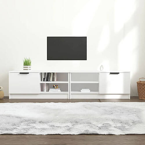 vidaXL Meubles TV 2 pcs Blanc 80x35x36,5 cm Bois d'ingénierie