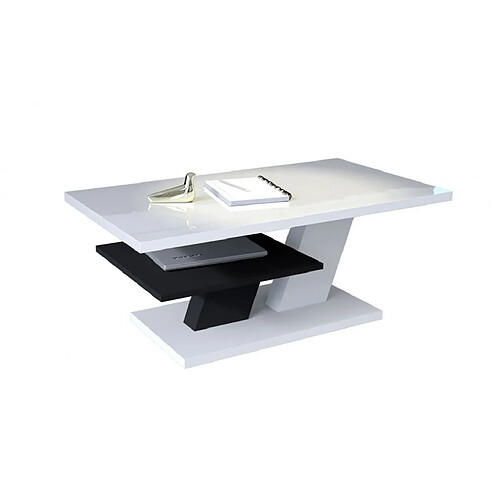 Dusine TABLE BASSE BELVEDERE 110 CM AVEC PLATEAU BLANC LAQUE