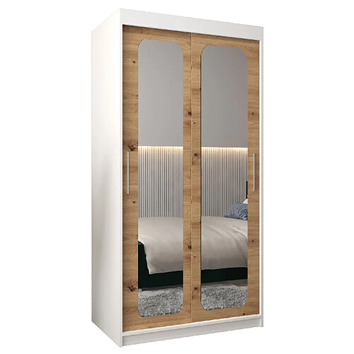 Abiks Meble Armoire PROMO T3 À Portes Coulissantes 200/100/62 2 Portes (Blanc/Artisan)