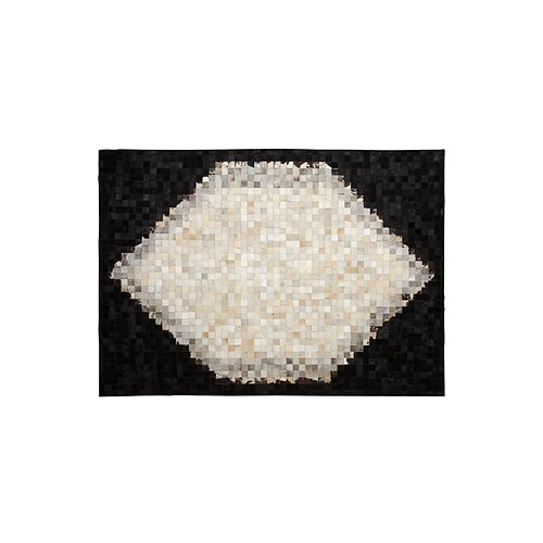 Aubry Gaspard Tapis en peau de vache véritable Losange Noir et blanc.