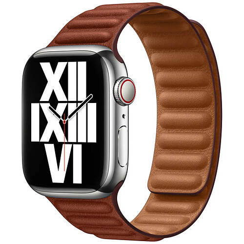 Leather Link pour l'Apple Watch Series 1-9 / SE - 38/40/41 mm / Series 10 - 42 mm - Taille M/L - Umber