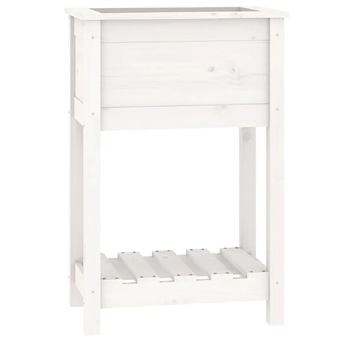 Maison Chic Jardinière,Bac à fleurs - pot de fleur avec étagère Blanc 54x34,5x81 cm Bois massif de pin -GKD93186