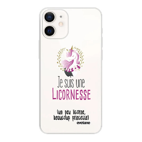 Coque iPhone 12 mini souple transparente Licornesse Motif Ecriture Tendance Evetane