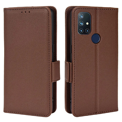 Etui en PU texture litchi avec support, marron pour votre OnePlus Nord N10 5G